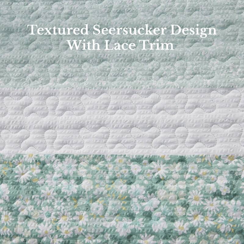 Madison Park Evian 4 Piece Seersucker Quilt Set with Throw Pillow