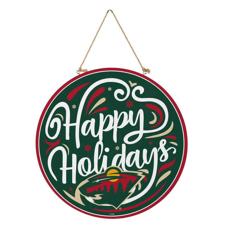 Minnesota Wild 18" x 18" Happy Holidays Door Décor Wall Sign - 18" x 18"