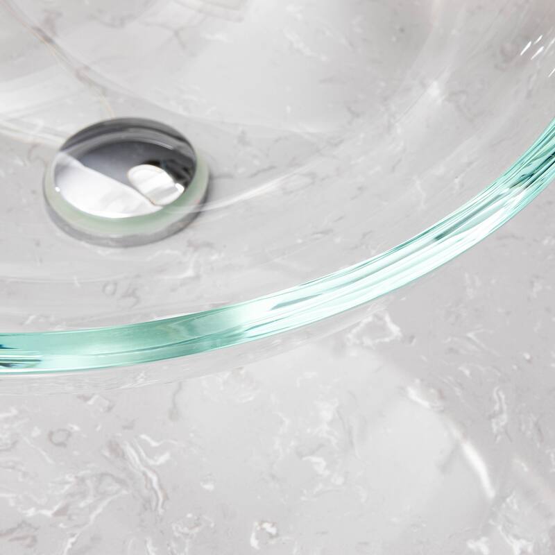 Vinnova Glass Circular Vessel Bathroom Sink without Faucet