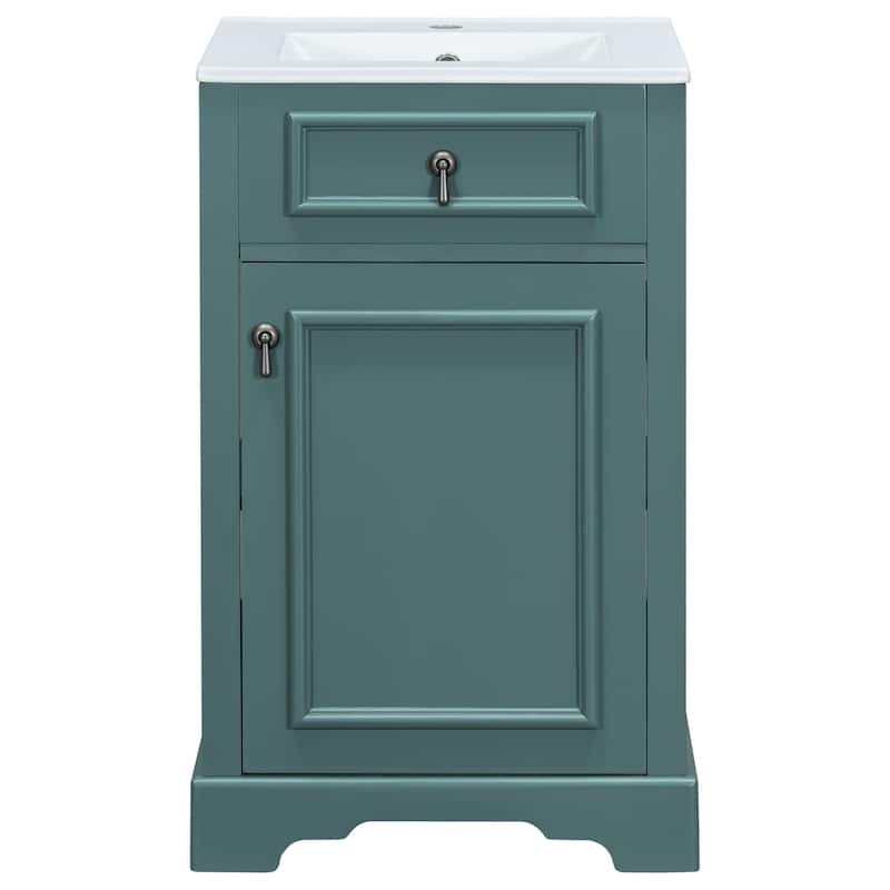 20 Inch Bathroom Vanity Ceramic Sink Soft Close Door Adjustable Shelf Door Mounted Rack