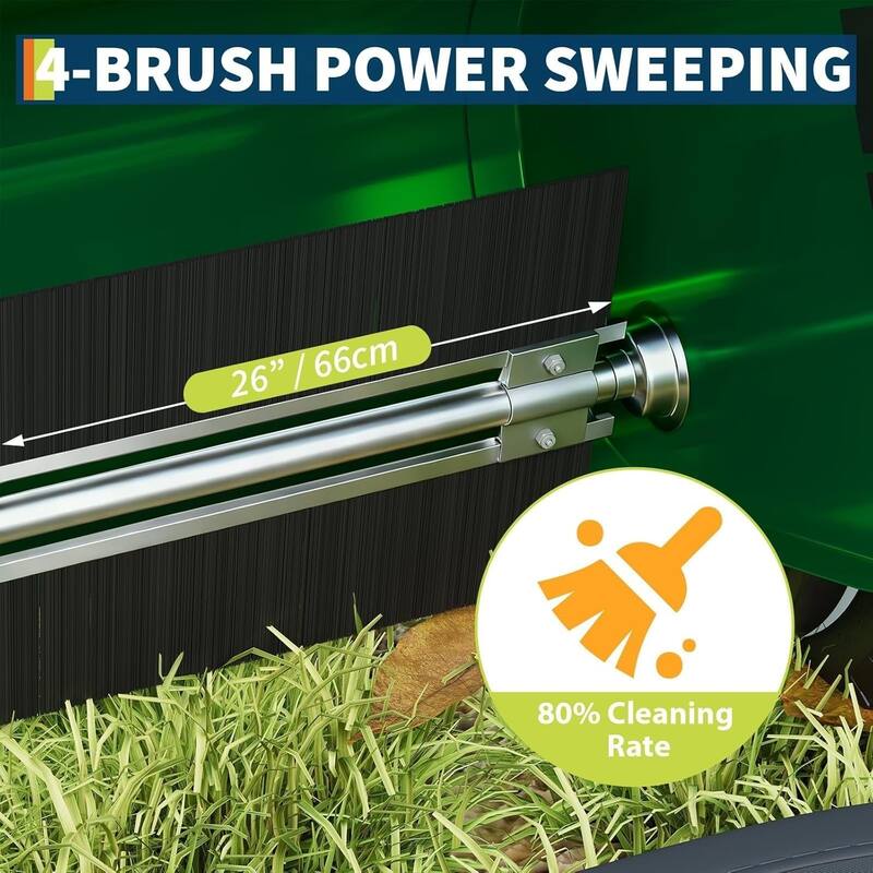 26 in Push Lawn Sweeper for All Terrains 7 cu. ft. Collection Bag 4 Brushes and Adjustable Height
