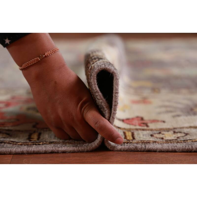 Hand Knotted Oriental 100% Wool Carpet Transitional All-Over Greys & Charcoal Oushak Area Rug - 13' 9'' X 10' 1''