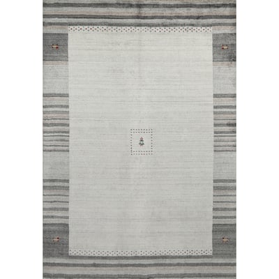 Gabbeh Indian Area Rug Hand-Knotted Wool Carpet - 5'5" x 7'7"