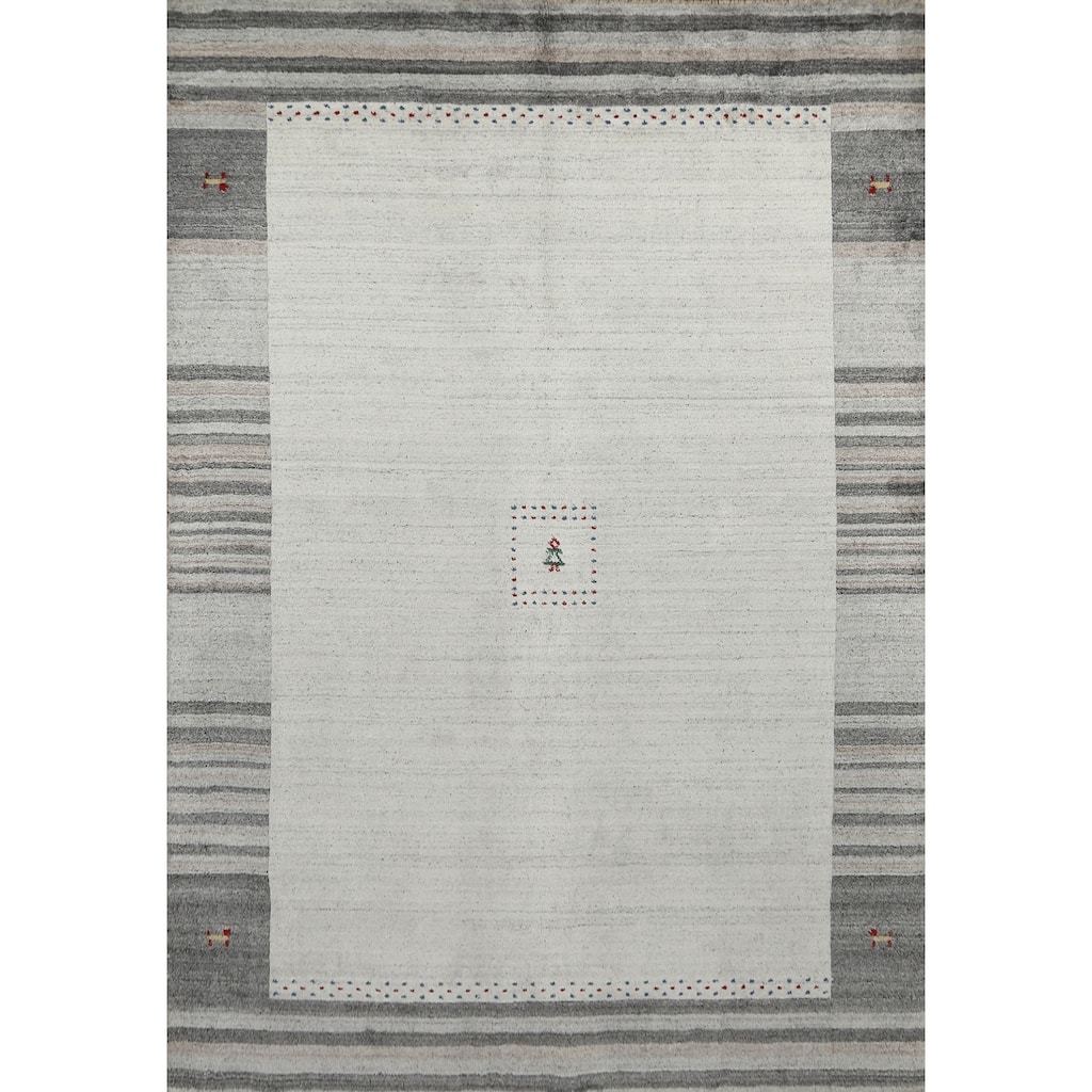 Gabbeh Indian Area Rug Hand-Knotted Wool Carpet - 5'5" x 7'7"