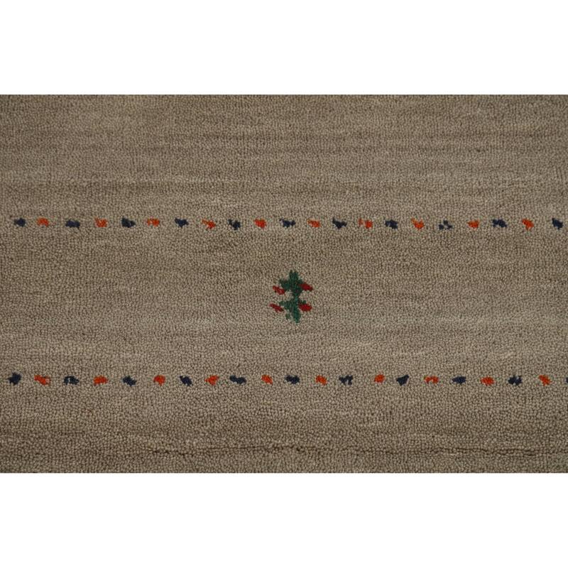 Hand Knotted Oriental 100% Wool Carpet Tribal Animal Pictorial Beige & Ivories Gabbeh Area Rug - 6' 6'' X 4' 8''