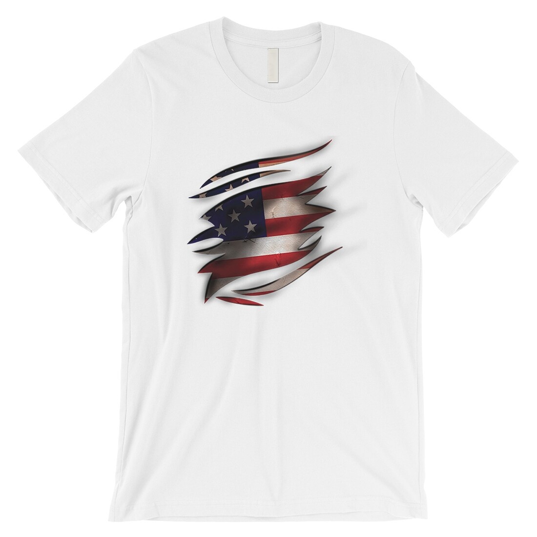 Shop American Flag Ripped Mens White 4th Of July Patriotic Shirt T