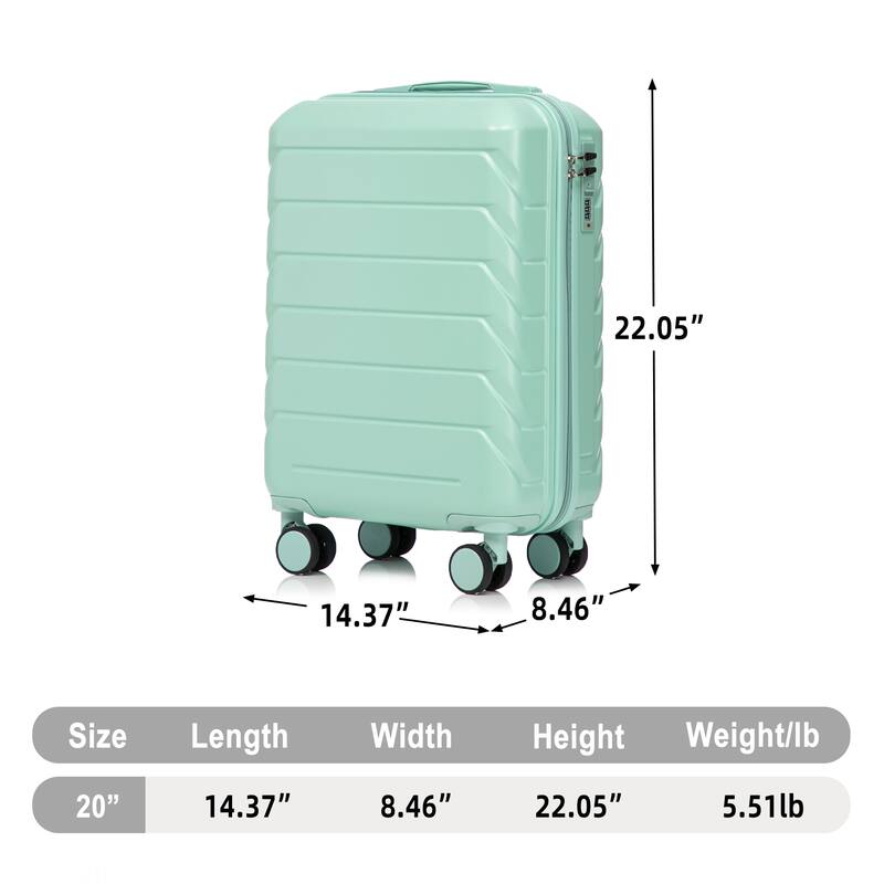 20 Inch ABS Hard Shell Travel Checked Luggage, Scratch Resistant Surface Four Multi-Directional Wheels, With Combination Lock