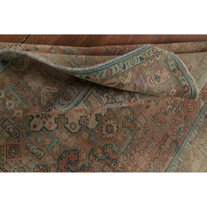 Pink Distressed Tabriz Persian Area Rug Hand-Knotted Wool Carpet - 6'8" x 9'0"