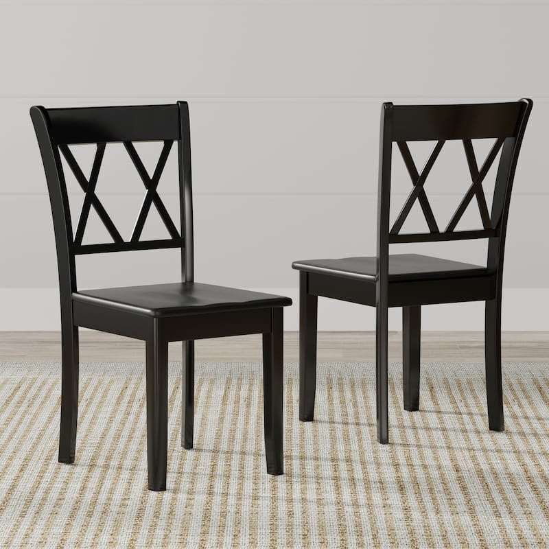 3-Piece Dining Set, 48" Rectangle Wood Table and Double X-Back Chairs