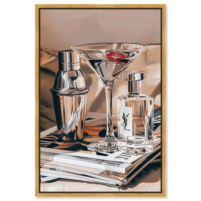 Martini Magazine Stack Canvas by Art Remedy - Gold - 16" x 24"