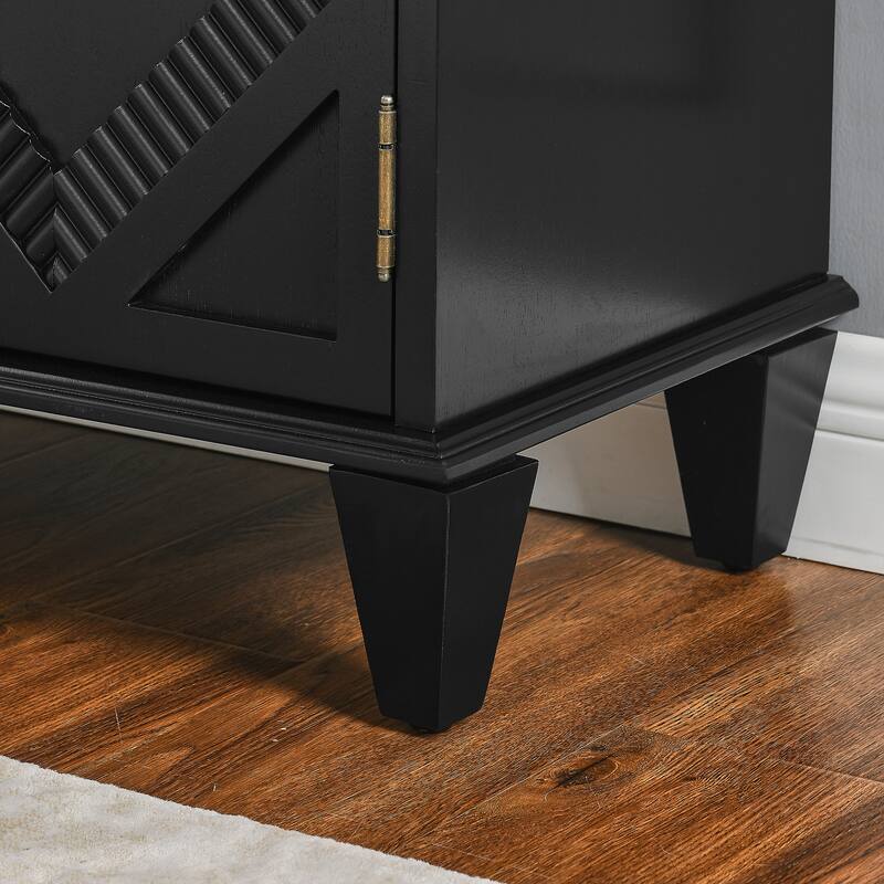 33.6" Retro Wooden Sideboard Buffet Cabinet with Storage, Symmetrical Geometric Accent Display Cabinets, Media Console Credenza
