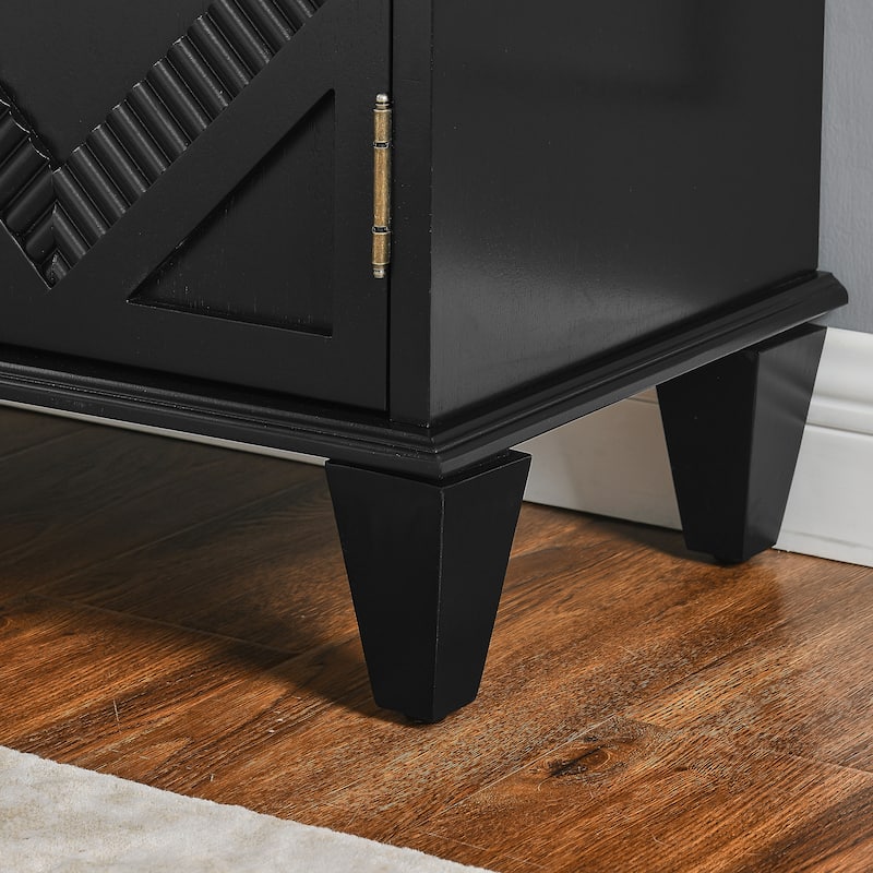 Vintage-Inspired 33.6" Geometric Sideboard – Symmetrical Storage Cabinet for Multi-Room Use‌