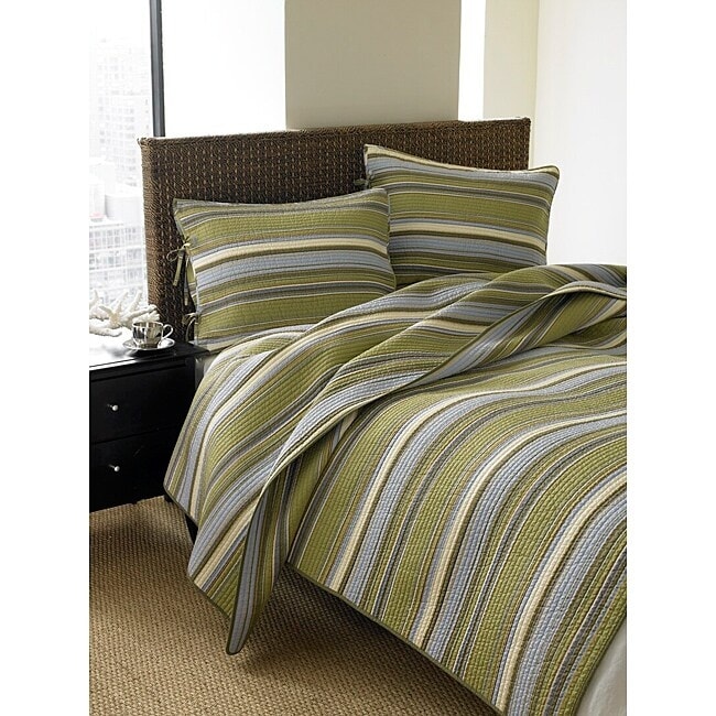 green striped quilt
