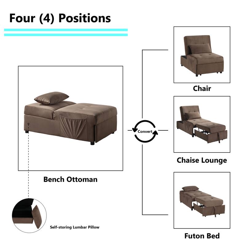 Daria 4-in-1 Convertible Futon Lounge Chair