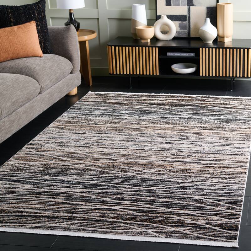 SAFAVIEH Mila Mikie Modern & Contemporary Rug - 5'3" x 7'6" - Black/Beige Ivory