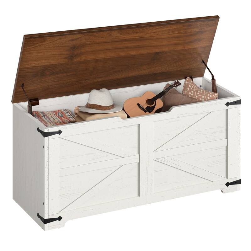 Moasis Farmhouse Storage Chest Storage Bench with 2 Safety Hinges