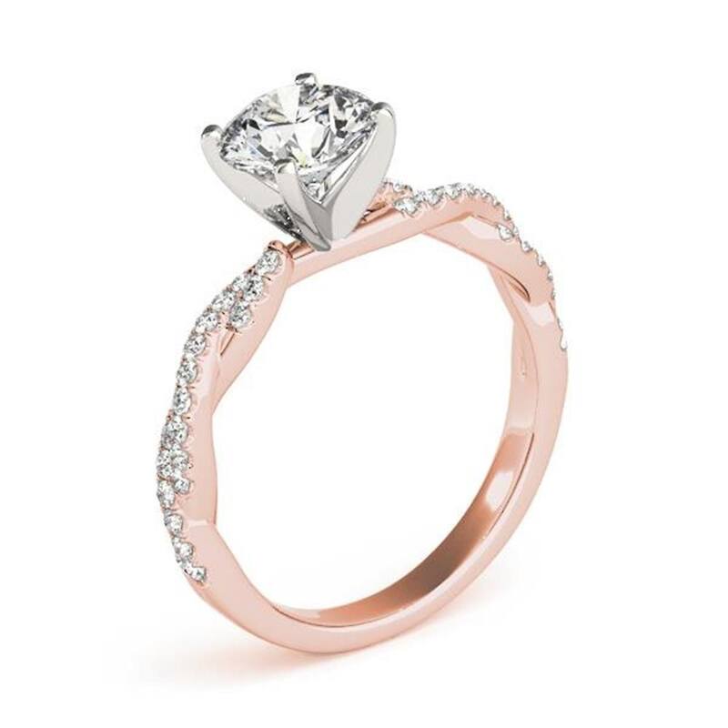 Auriya 14k Gold 1 1/2ctw Twisted Moissanite and Diamond Engagement Ring 1/5ct TDW