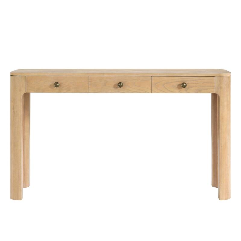 Rustic 52" Console Table with Drawers and Curved Legs for Entryway or Living Room Decor
