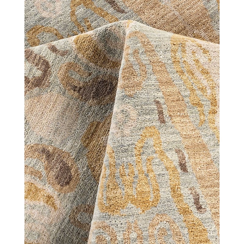 Ikat One-of-a-Kind Hand-Knotted Area Rug, Yellow - 8' 0" x 10' 1"