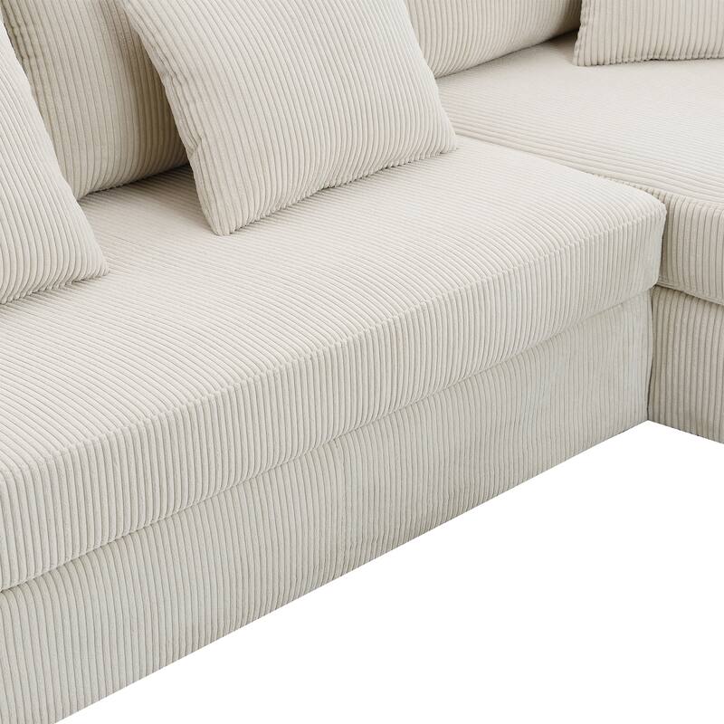 Interchangeable Chaise L-Shaped Sofa with Skirted Design for Living or Guest Rooms