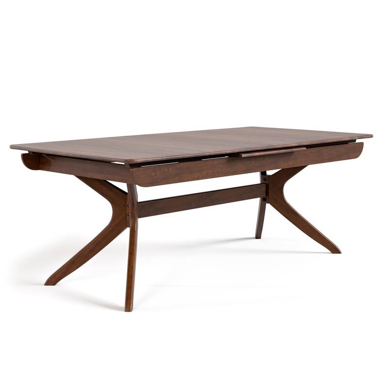 Furniture of America Abigail IV Mid-Century Modern 7-Piece Rich Walnut Solid Wood 102-inch Extendable Dining Set