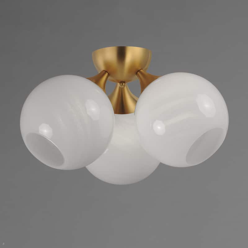 Maxim 21225MR Neve 3 Light 19" Wide Semi-Flush Ceiling Fixture with