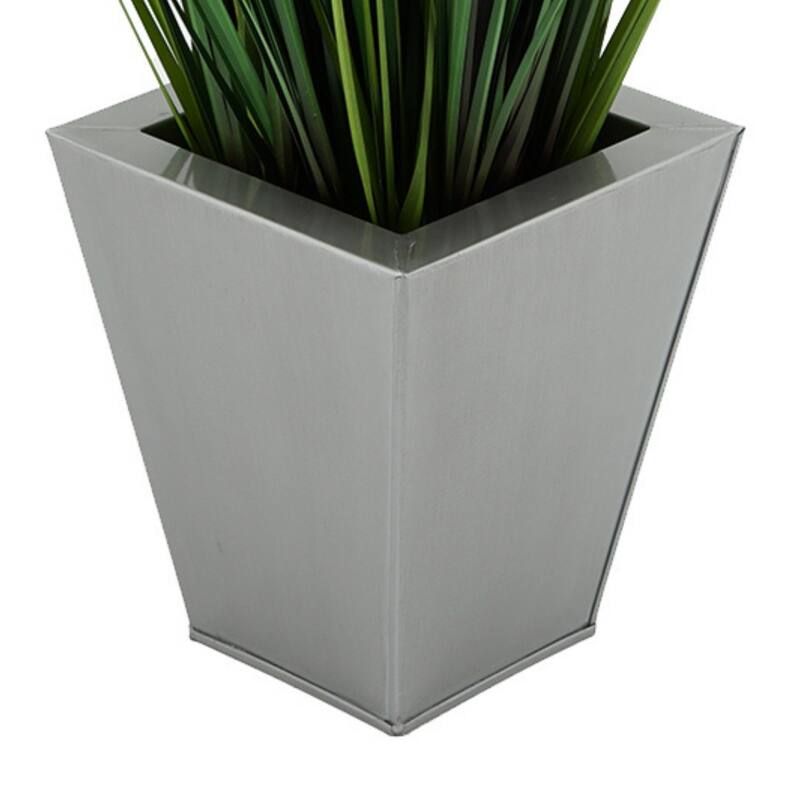 Faux PVC Grass in Square Zinc Planter