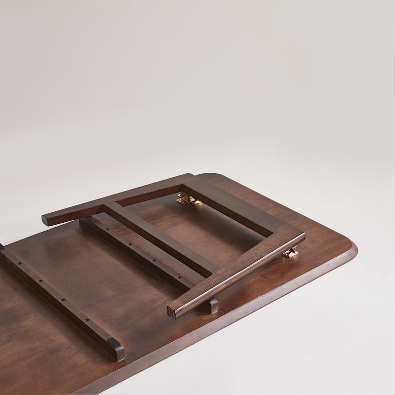 Wooden Coffee Table with Storage Shelf, Mid-Century Rectangular Center Table for Living Room,Walnut Brown