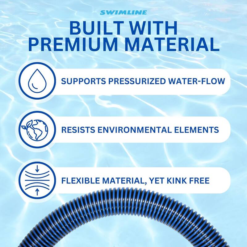 Swimline HydroTools 25’ Premium Spiral Wound Pool Vacuum Hose with Swivel Cuff - 4.6