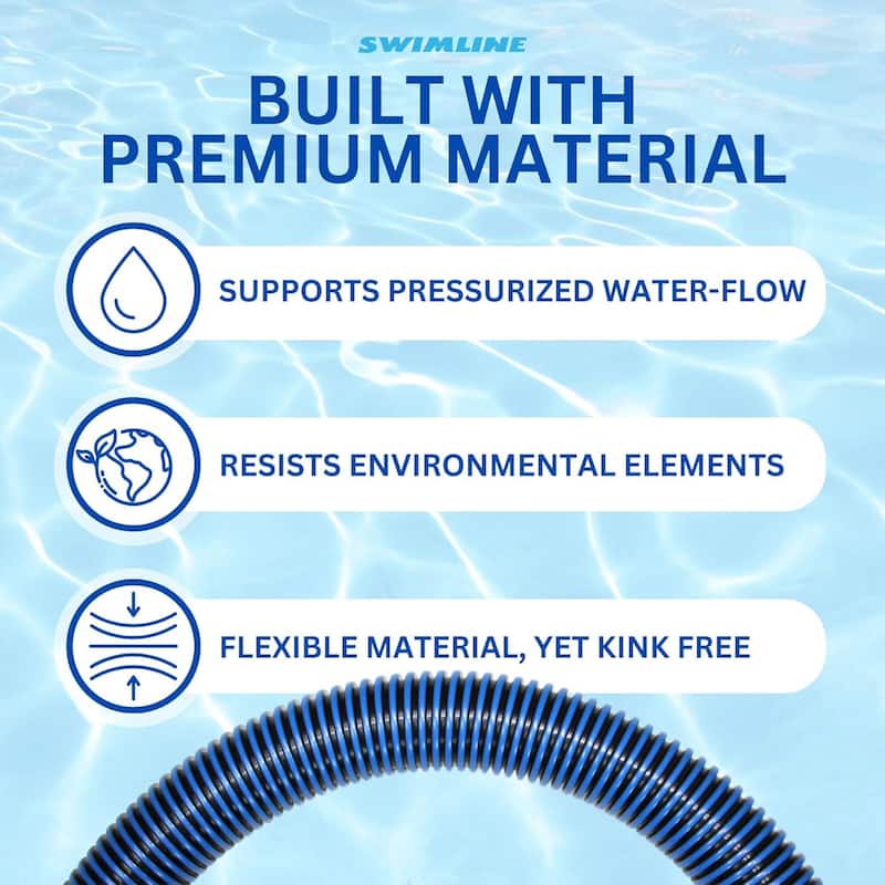Swimline HydroTools 40’ Premium Spiral Wound Pool Vacuum Hose with Swivel Cuff - 7