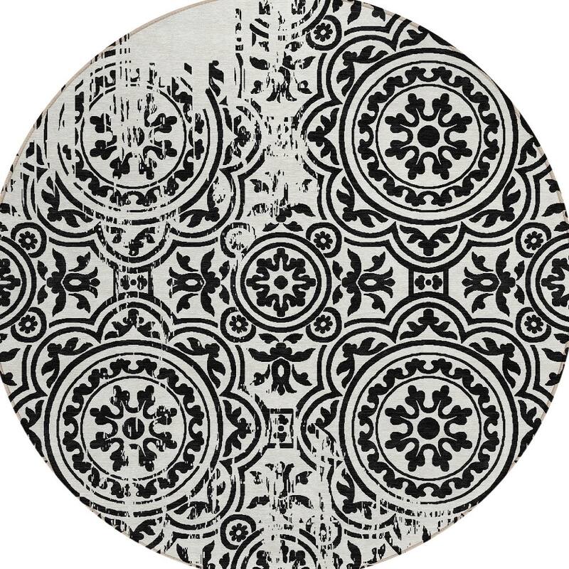 HomeRoots Medallion Transitional Rectangle Outdoor Rug