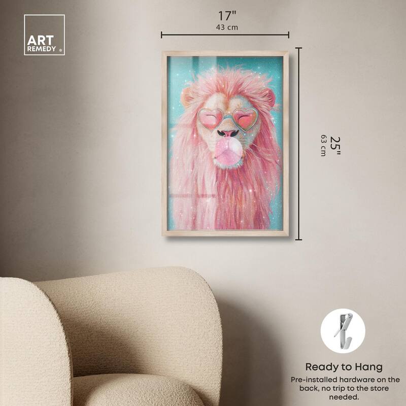 Pastel Lion Bubblegum Shadowbox by Art Remedy