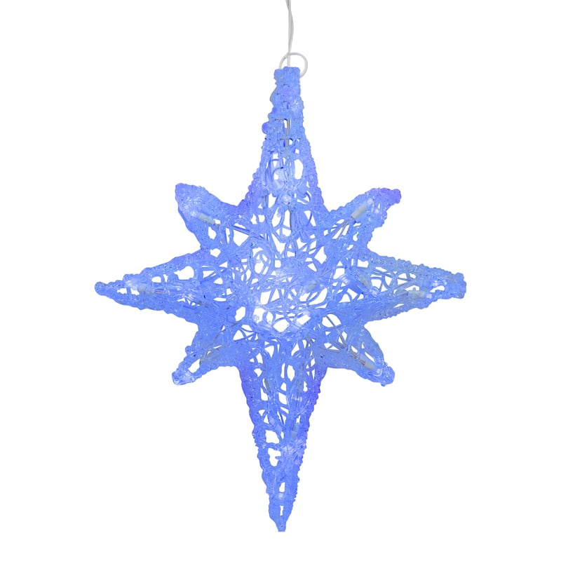 24" Color Changing Blue and White LED Bethlehem Star Hanging Christmas Decoration