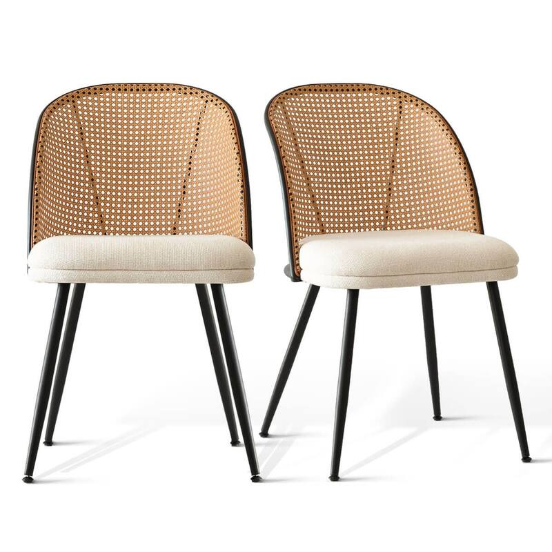 Upholstered Faux Rattan Dining Chairs (Set of 4)