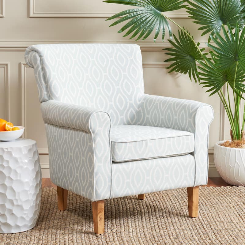 SAFAVIEH Gramercy Red/Ivory Floral Club Chair - 30" W x 33" D x 35" H - Light Blue