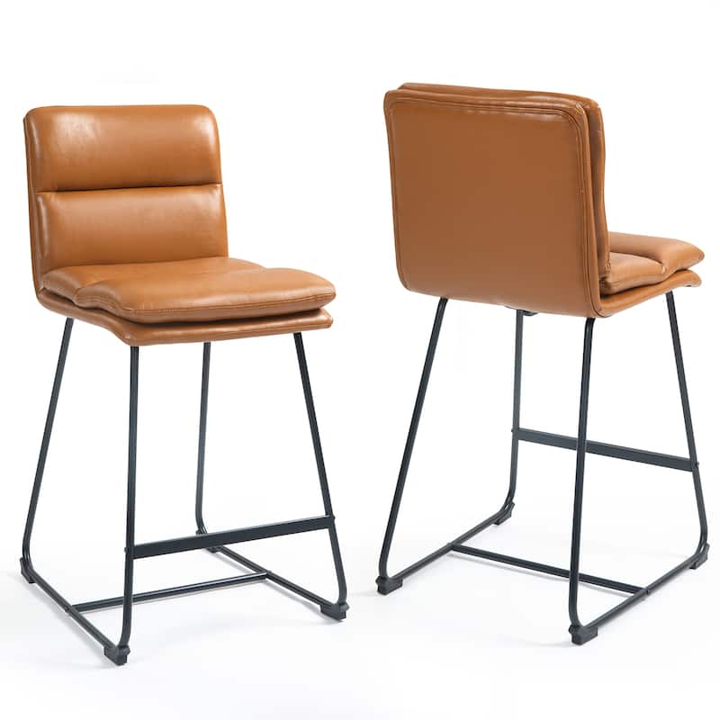 Set of 2 Aulani Upholstered Metal Frame Counter Stool - Cappuccino