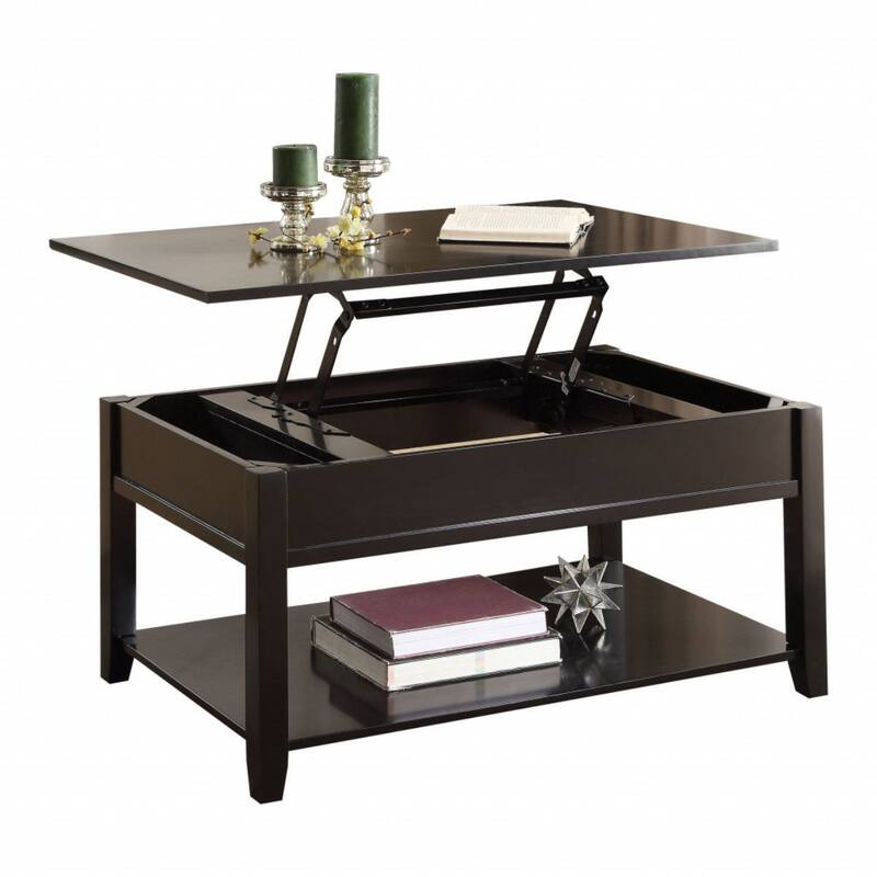 40-Inch Modern Lift Top Coffee Table with Hidden Storage Black Wood Stylish and Functional - 40''L x 24''W x 19''H