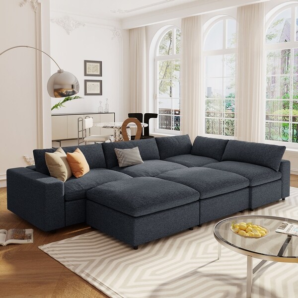 トップス #HOUSESET E50 E953 U-style Down Filled Upholstered Sectional Sofa Set, for Living