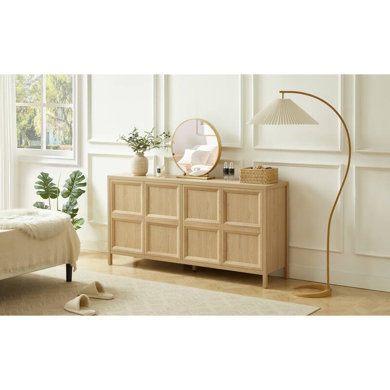67" Modern sideboard storage cabinet with tip-on opening, soft-close hinges, and tilt-proof wall mount