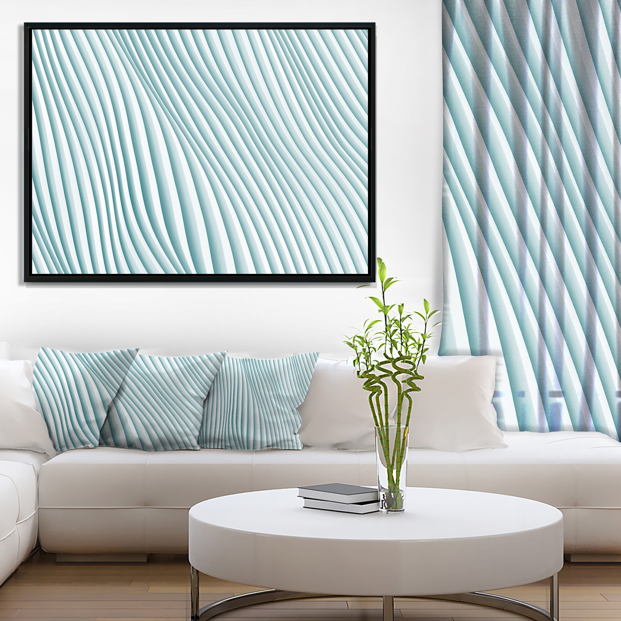 Shop Designart Fractal Small Blue 3d Waves Abstract Framed