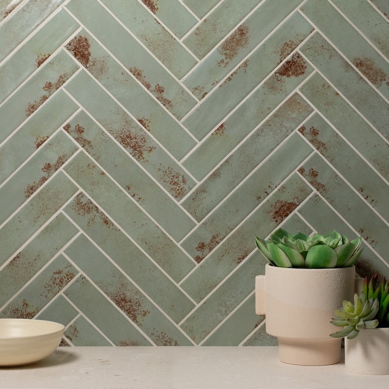 Rural 2 in. x 12 in. Ceramic Subway Wall Tile - 2 in. x 12 in. - Pale Sage Satin