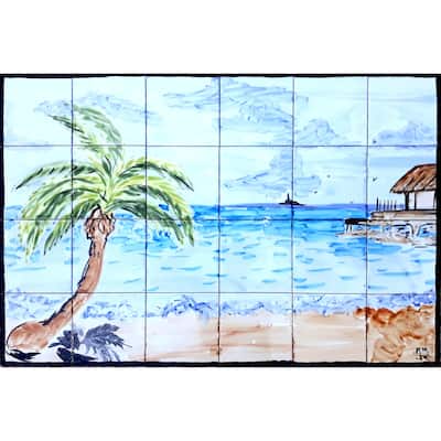 36in x 24in Tranquility Design 24pcs Mosaic Tile Wall Mural