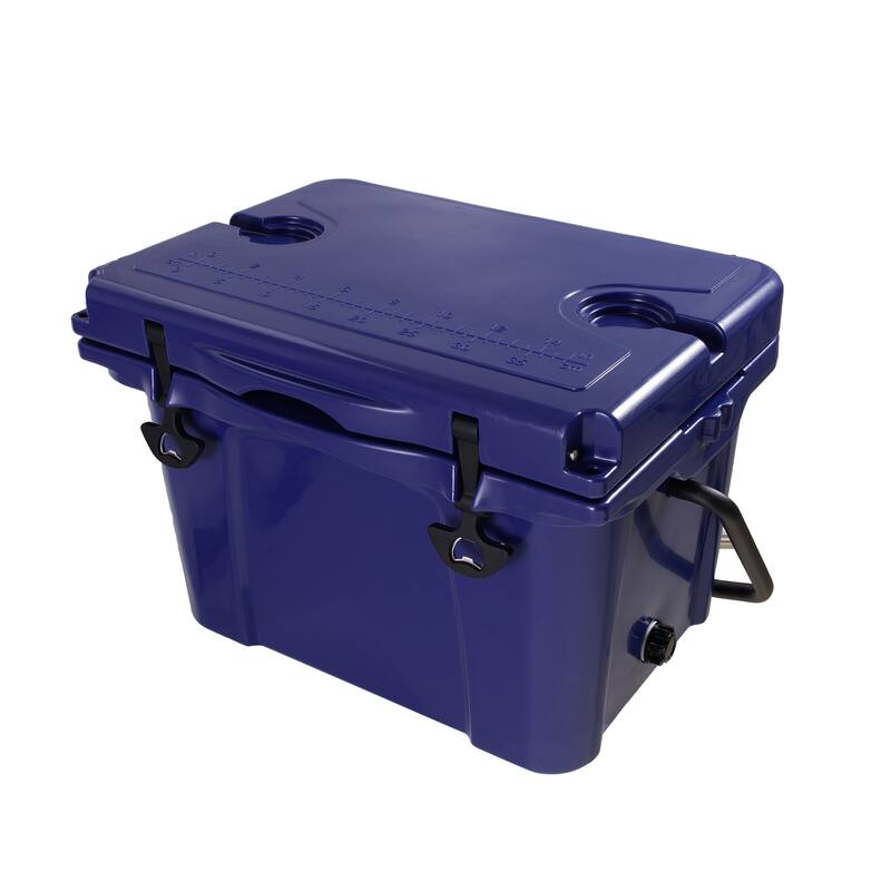 25QT Portable Cooler, Insulated Hard Cooler with Bottle Opener, Cup Holder, Forming Ruler, Travel, Beach, Camping, Fishing