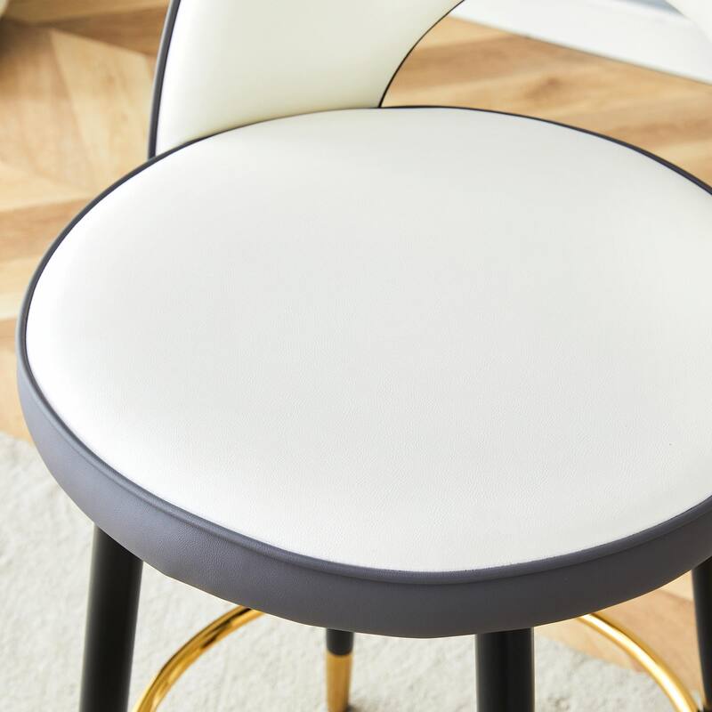 360° Rotatable Bar Chair with Modern PU Upholstery and Metal Legs