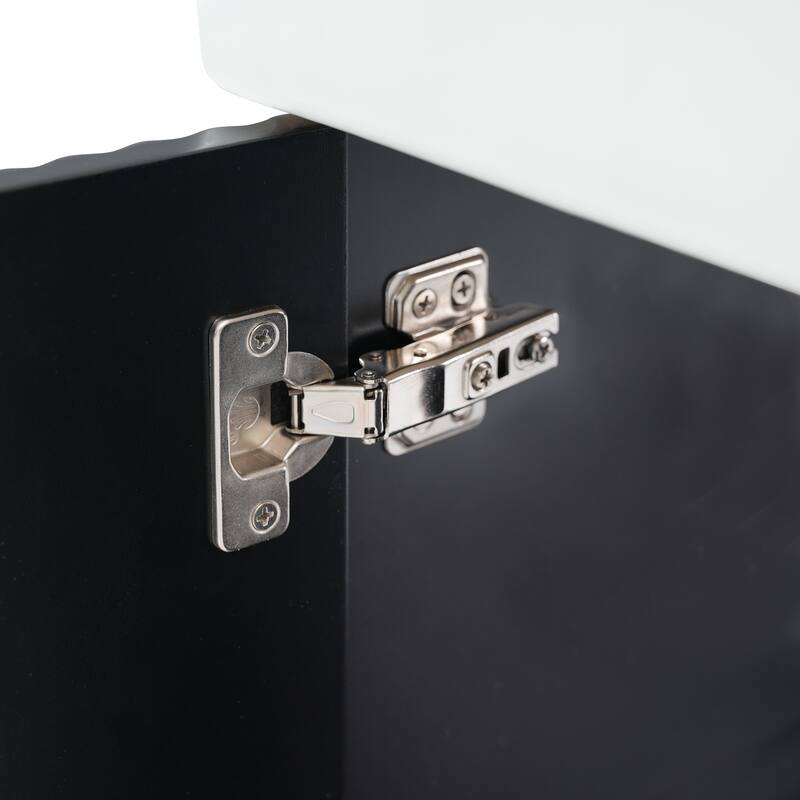 Floating Bathroom Vanity with Ceramic Sink, Wall Mounted Bathroom Vanity, Bathroom Cabinet with Door & Right Side Shelf