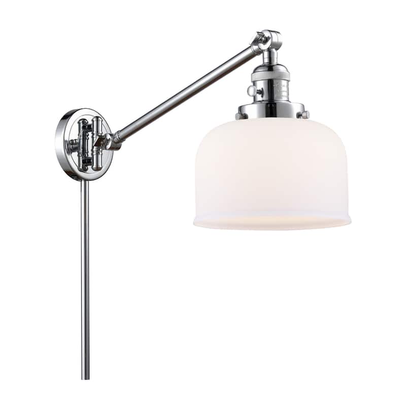 Innovations Lighting Large Bell Single Light 25" Tall Wall Sconce / - Polished Chrome / Matte White