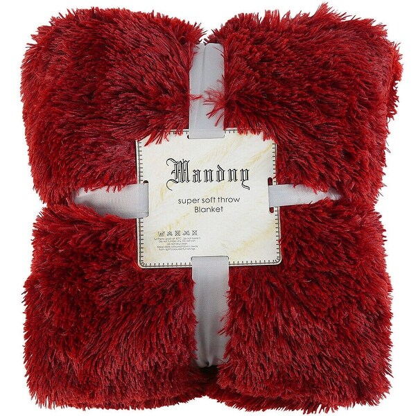 Red faux fur throw best sale