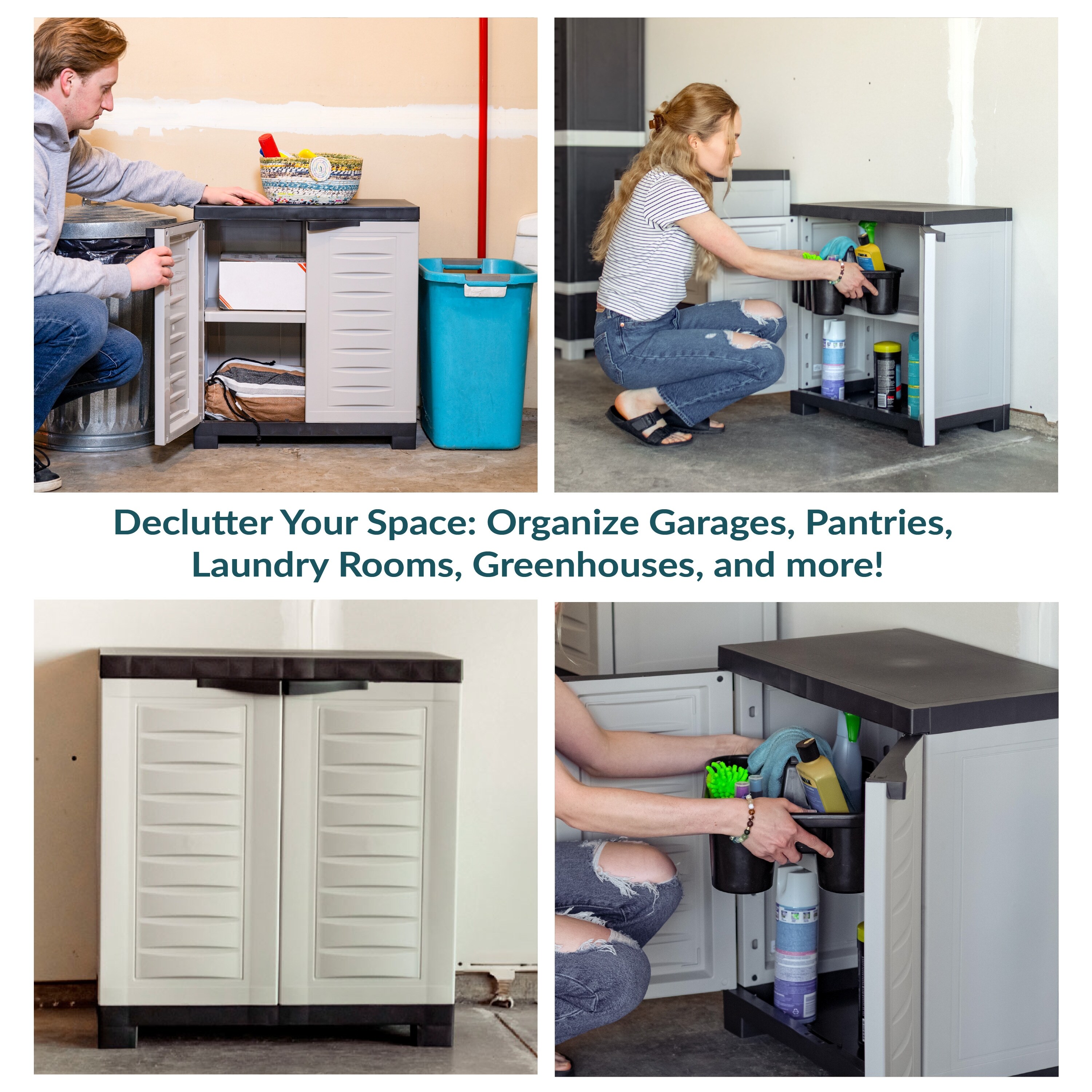 Sunnydaze Plastic Garage Storage Cabinet with Adjustable Shelf