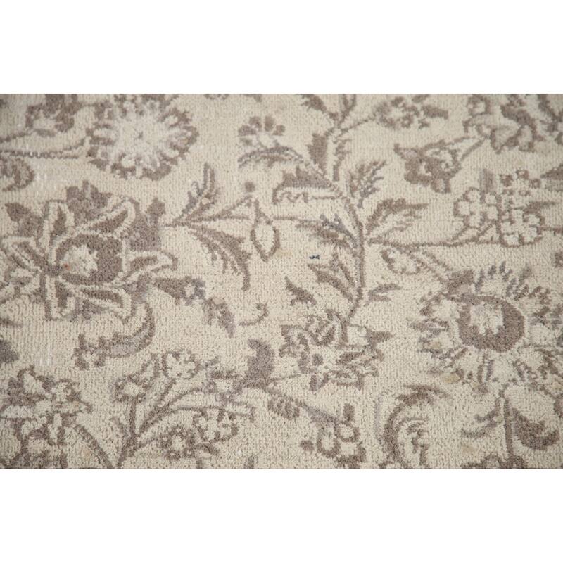 Hand Knotted Oriental 100% Wool Carpet Traditional Floral Beige & Ivories Mashad Area Rug - 12' 1'' X 9' 5''