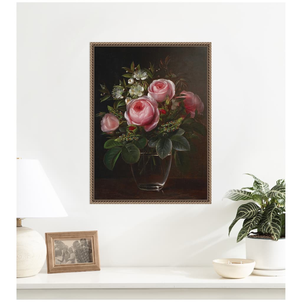 Kate and Laurel Roses and Tree by Nostalgia Prints Framed Canvas Wall Art Print